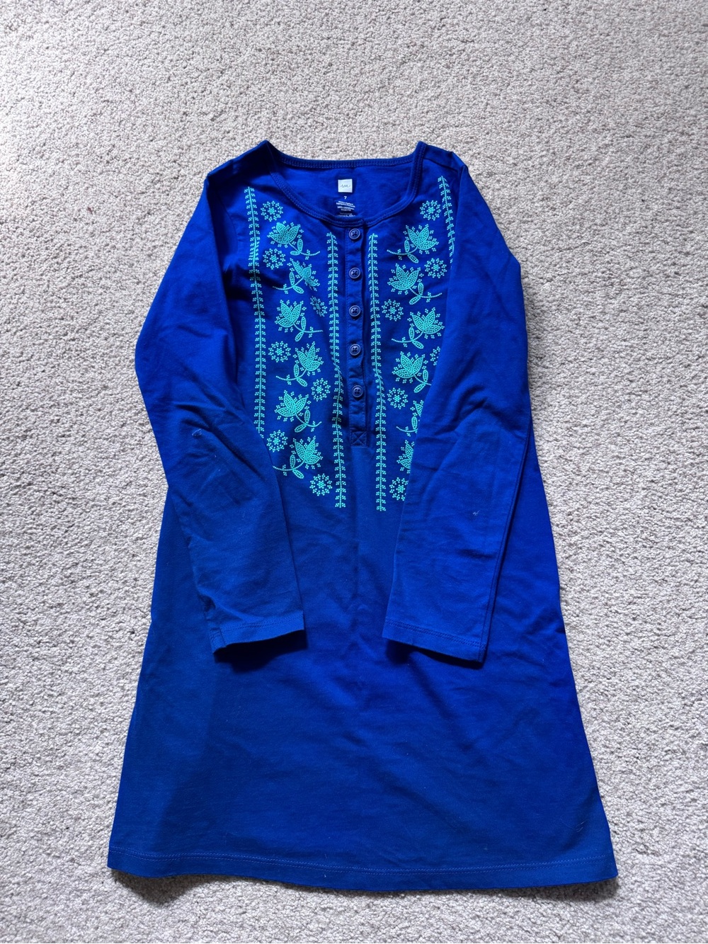 Tea Collection Royal Blue Long Sleeve Button Front Top